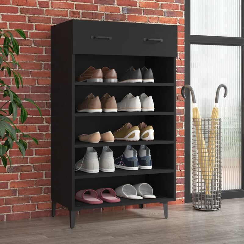 foto del prodotto furniture limited scarpiera nera 60x35x105 cm in legno