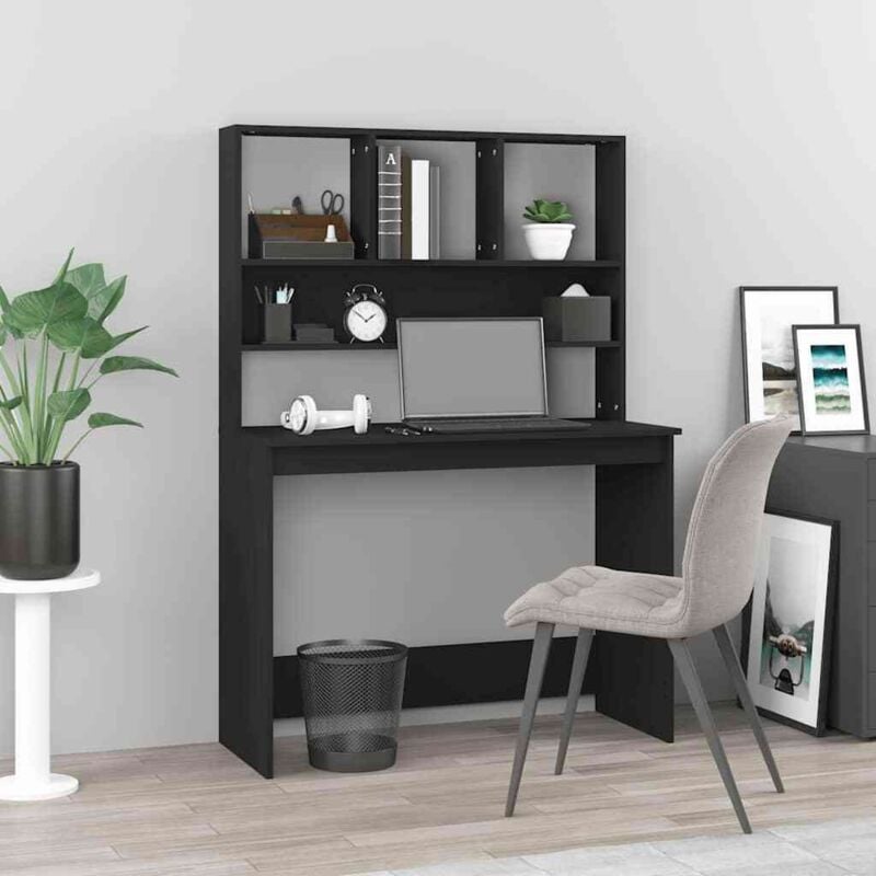 foto del prodotto furniture limited scrivania con mensole nera 102x45x148 cm in