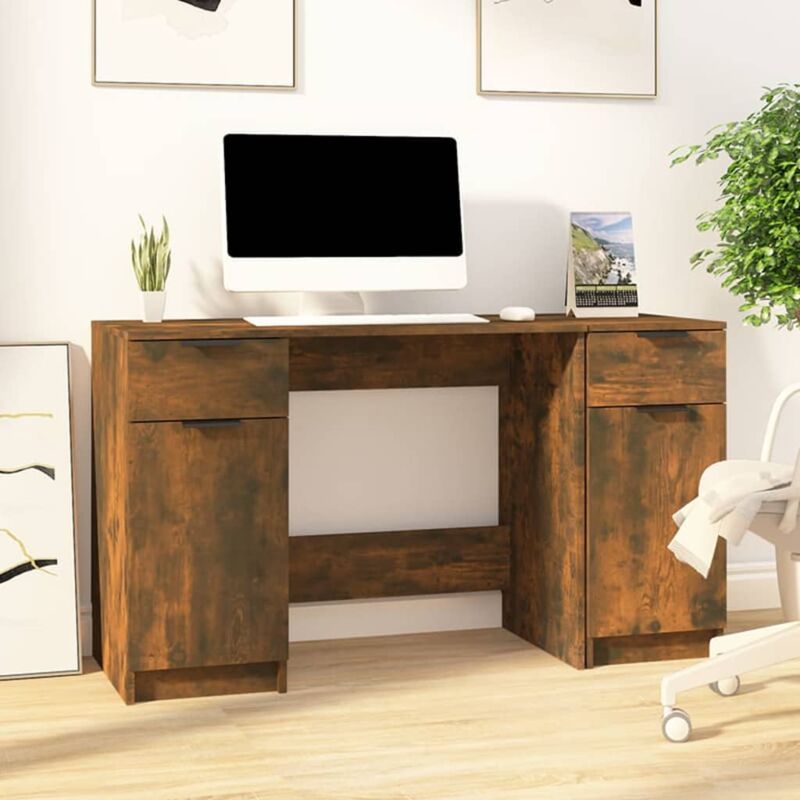 foto del prodotto furniture limited scrivania con mobile laterale rovere fumo in