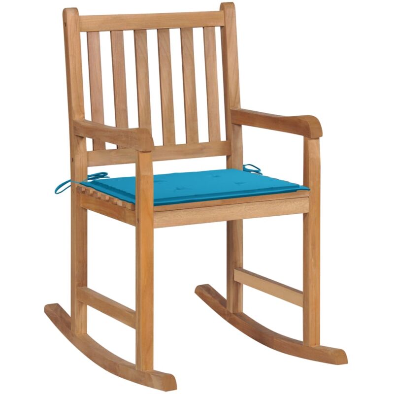 foto del prodotto furniture limited sedia a dondolo con cuscino blu in massello