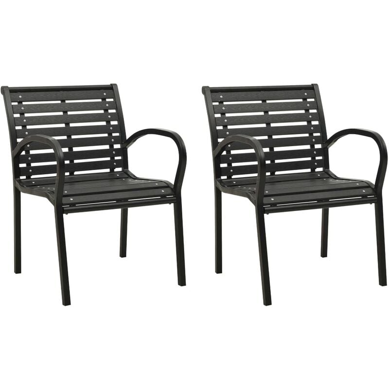 foto del prodotto furniture limited - sedie da giardino 2 pz in acciaio e wpc nere