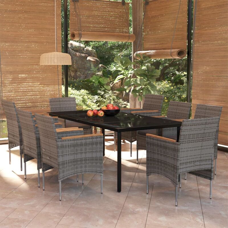 foto del prodotto furniture limited - set da pranzo da giardino 9 pz con cuscini