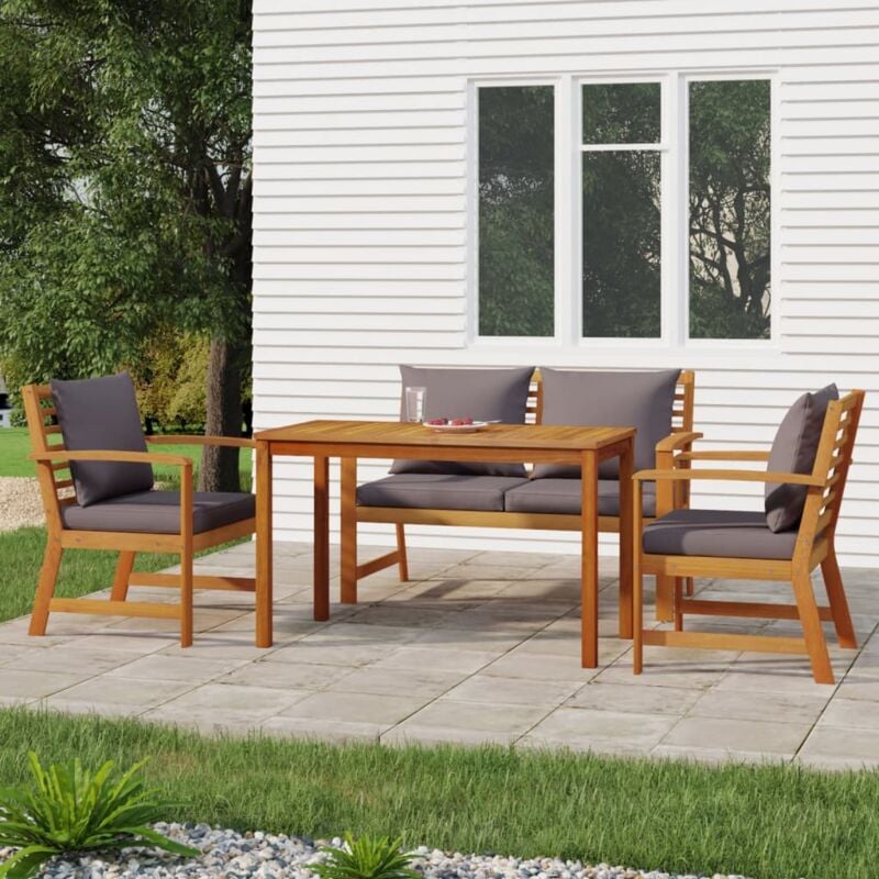 foto del prodotto furniture limited set da pranzo giardino 4pz con cuscini legno