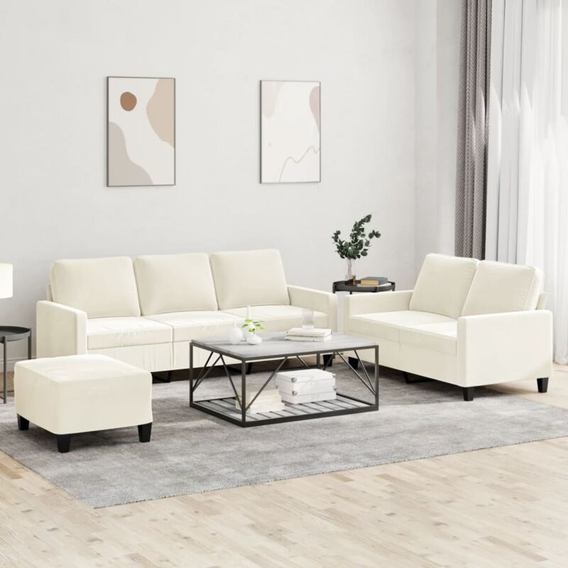 foto del prodotto furniture limited set di divani 3 pz con cuscini crema in