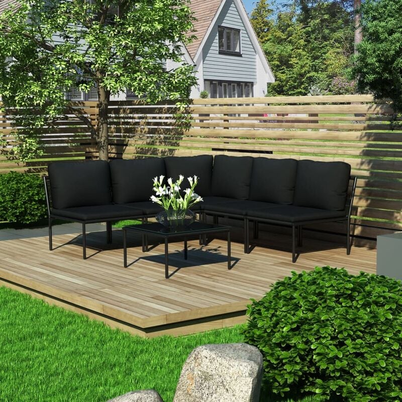 foto del prodotto furniture limited set divani da giardino 6 pz con cuscini neri