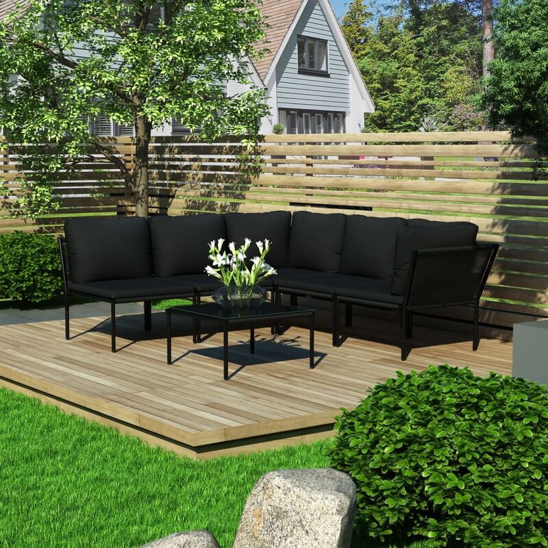 foto del prodotto furniture limited set divani da giardino 6 pz con cuscini neri