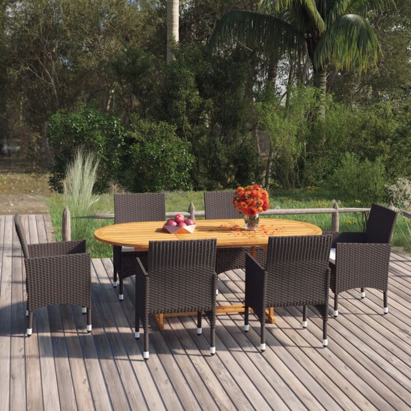 foto del prodotto furniture limited - set mobili da pranzo per giardino 7 pz in