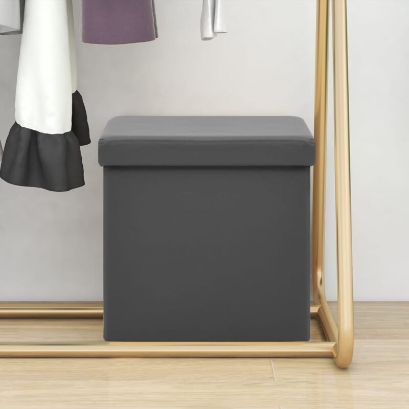 foto del prodotto furniture limited sgabello con contenitore pieghevole grigio in