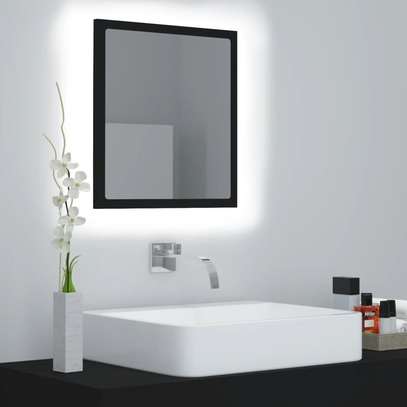 foto del prodotto furniture limited specchio da bagno a led nero 40x8,5x37 cm in