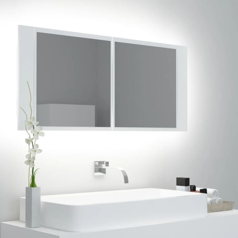 foto del prodotto furniture limited specchio da bagno con led bianco 100x12x45 cm