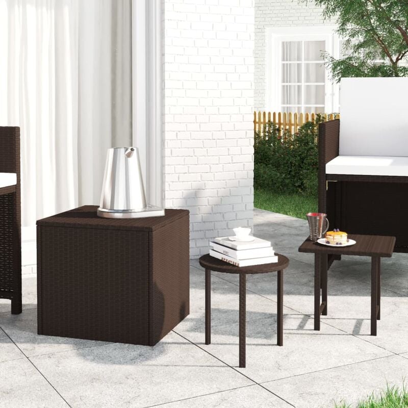 foto del prodotto furniture limited tavolini 3 pz marroni in polyrattan