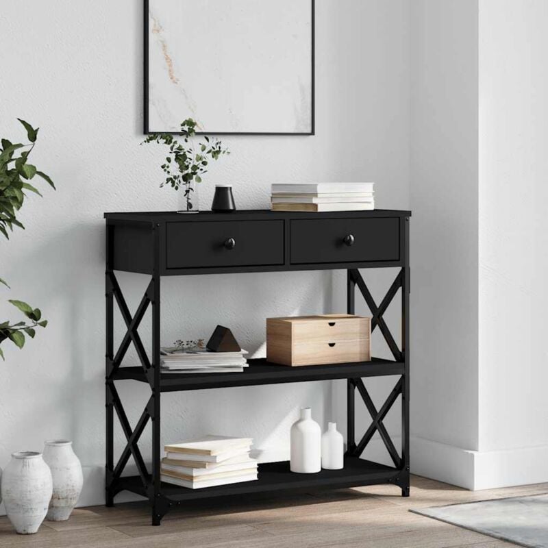foto del prodotto furniture limited tavolino consolle nero 75x28x75 cm in legno