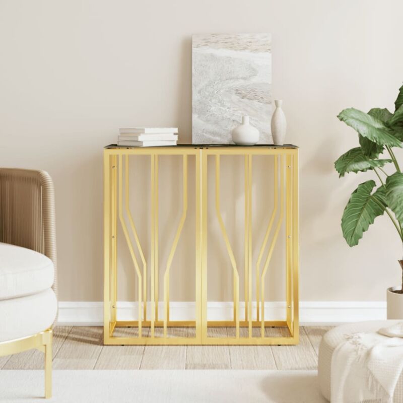 foto del prodotto furniture limited tavolino consolle oro 70x30x70 cm in acciaio