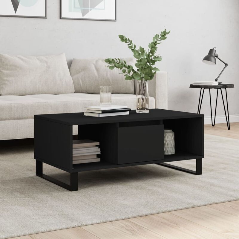 foto del prodotto furniture limited tavolino da salotto nero 90x50x36,5 cm in
