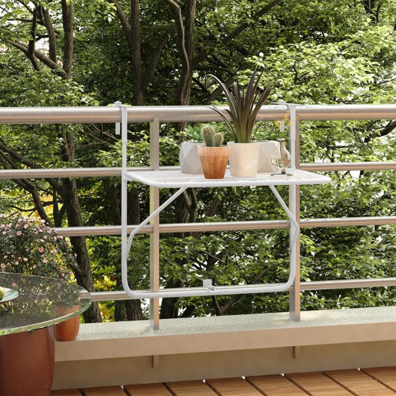 foto del prodotto furniture limited tavolo da balcone bianco 60x40 cm in acciaio