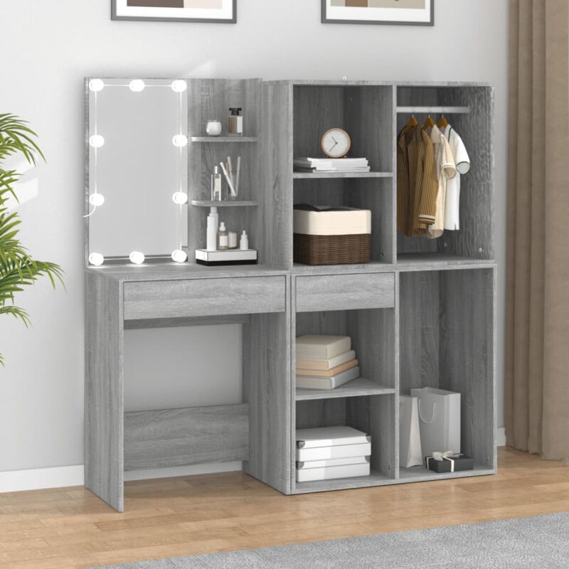 foto del prodotto furniture limited toeletta con led e armadietti grigio sonoma
