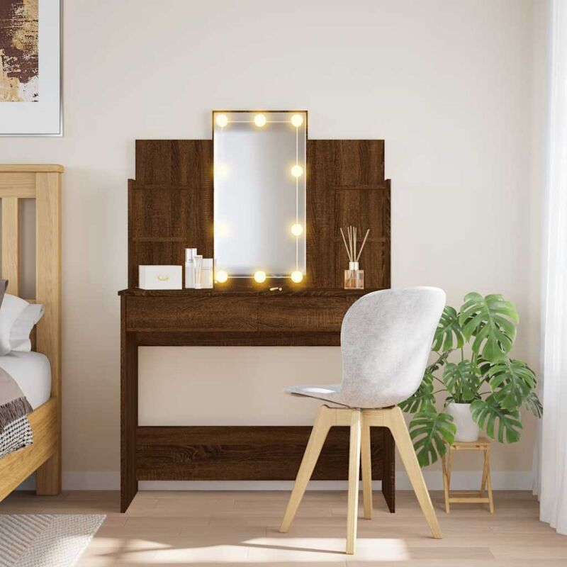 foto del prodotto furniture limited toeletta con luci led rovere marrone