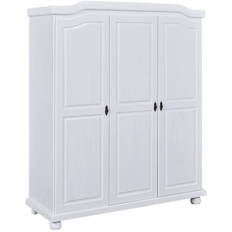 foto del prodotto furniture to go inter link armadio 3 ante 5 nicchie con spazio per appendere armadio in pino massello verniciato bianco larghezza