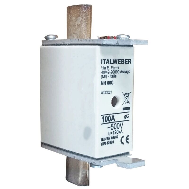foto del prodotto fusibile a coltello italweber nh 00c standard curva gg 100a 500v 1500690