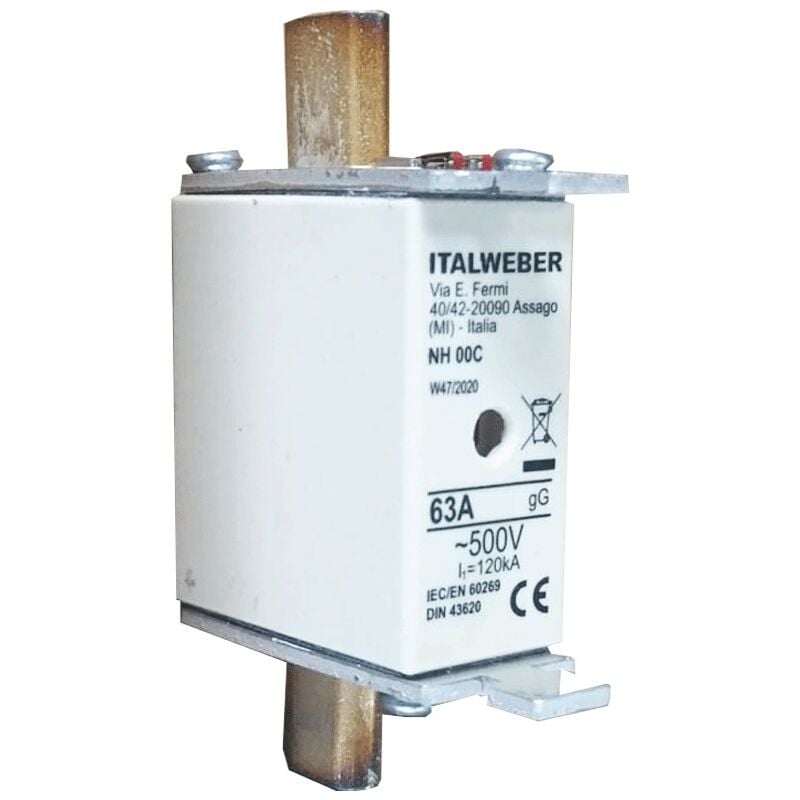 foto del prodotto fusibile a coltello italweber nh 00c standard curva gg 63a 500v 1500663