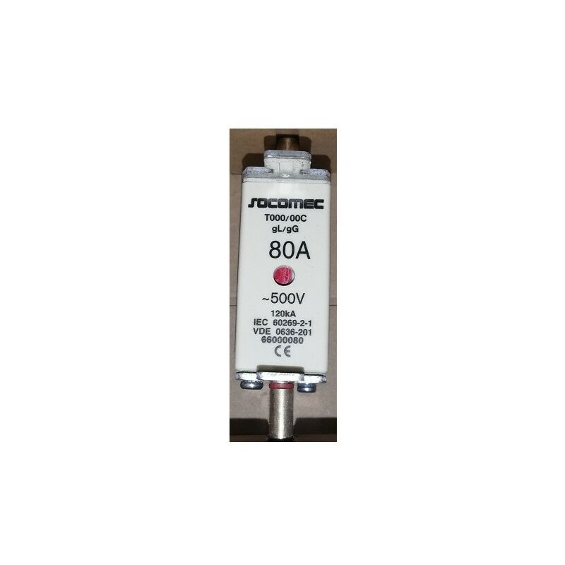 foto del prodotto fusibile socomec 66000080 hpc taglia 00c gg gl 80a 500v