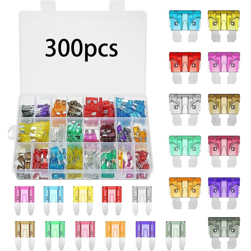 foto del prodotto fusibili per auto da 300 pezzi, fusibile a lama, fusibile a lama standard, kit mini fusibile, kit fusibile standard mini il fusibile multicolore