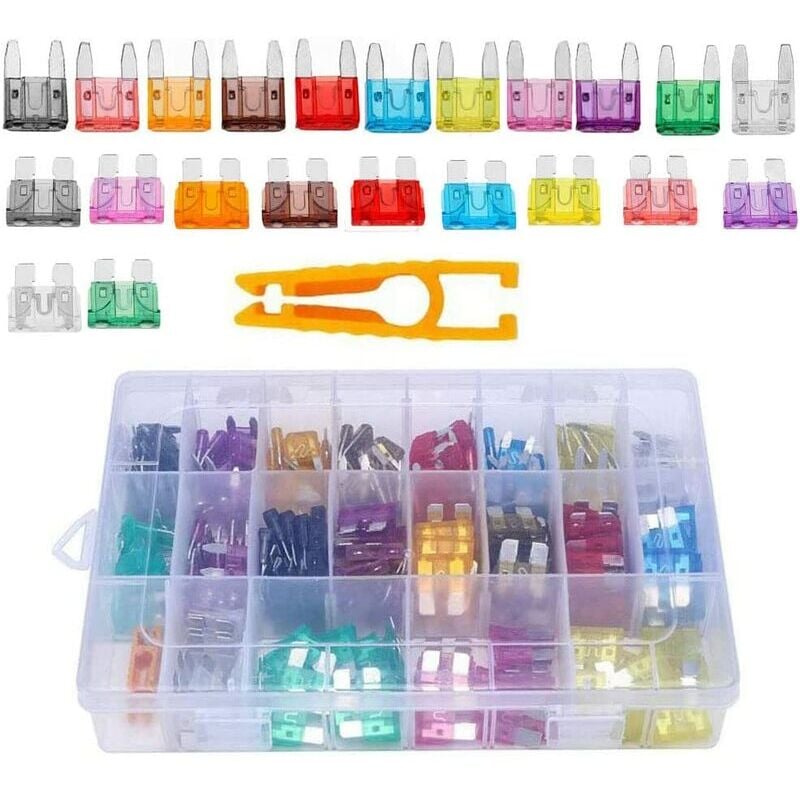foto del prodotto fusibili per auto da 300 pezzi, fusibile a lama, fusibile a lama standard, kit mini fusibile, kit fusibile standard mini il fusibile multicolore