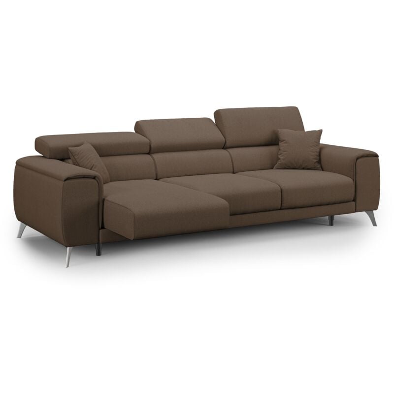 foto del prodotto fusion divano con 3 sedute allungabili in tessuto smacchiabile t05 260 cm marrone