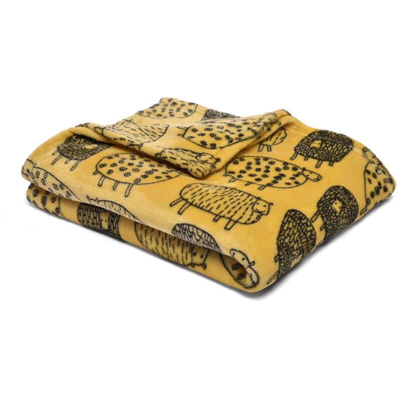 foto del prodotto fusion snug coperta in pile con pecora, 120 x 150 cm, colore ocra