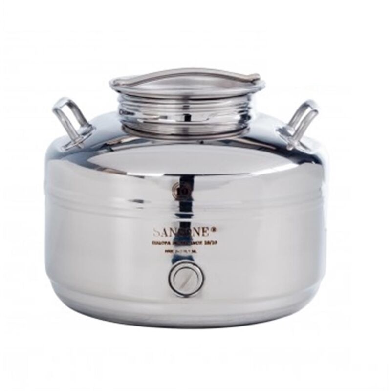 foto del prodotto fusto contenitore per olio acqua vino sansone europa lt 10 saldato giara bidone serbatoio in acciaio inox made in italy