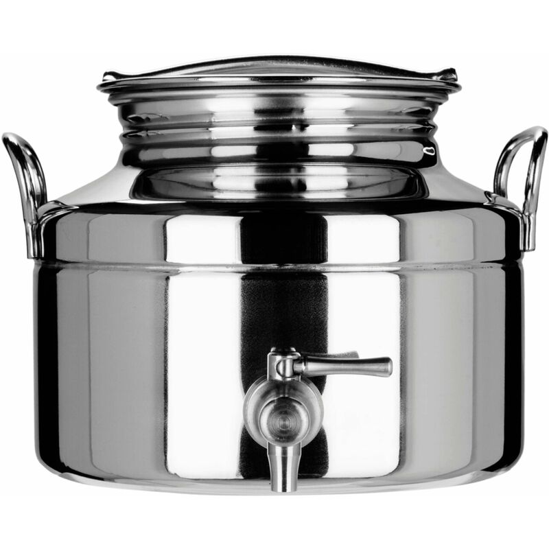 foto del prodotto fusto saldato con rubinetto e base per olio in acciaio inox 18 10 3 lt