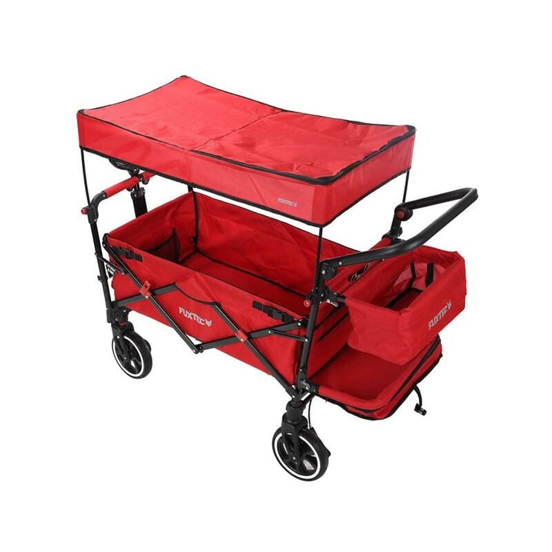 foto del prodotto fuxtec carrello pieghevole premium per il trasporto dei bambini con tettuccio ct850 rosso