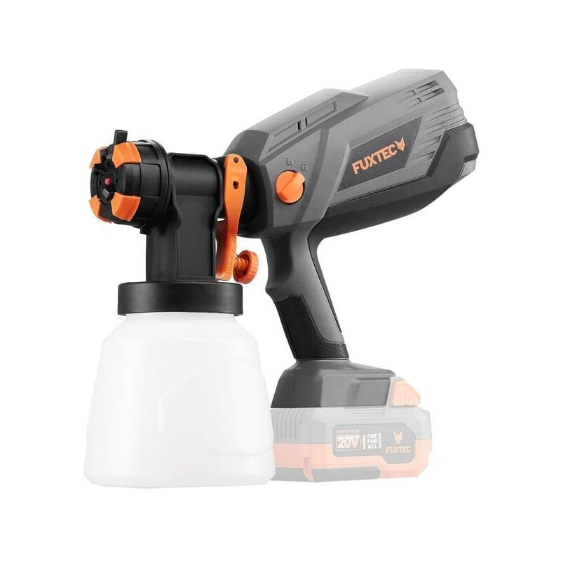 foto del prodotto fuxtec pistola a spuzzo a batteria 20v fx e1csp20 spruzzatore polverizzatore per vernice senza batterie, senza caricabatteria solo