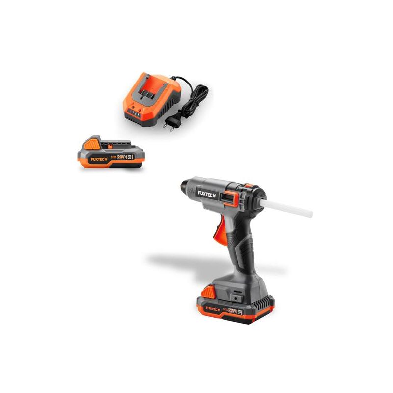 foto del prodotto fuxtec pistola colla a caldo 20v fx e1gg20 set con batteria e caricatore