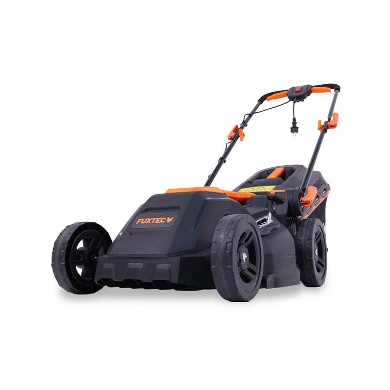 foto del prodotto fuxtec tagliaerba elettrico con cavo tosaerba rme38 larghezza di taglio di 380 mm cesto raccogli erba 40l potenza di 1600w
