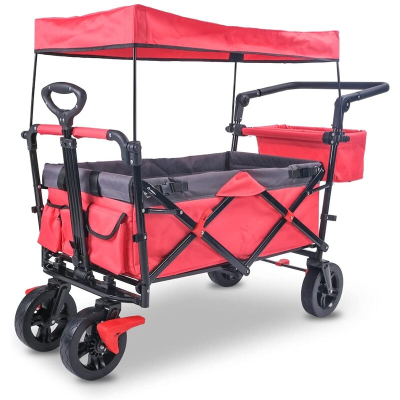 foto del prodotto fw005 carrello manuale con tetto, frenato e pieghevole, 122x55x109cm, carrello di trasporto max. 90kg varan motors