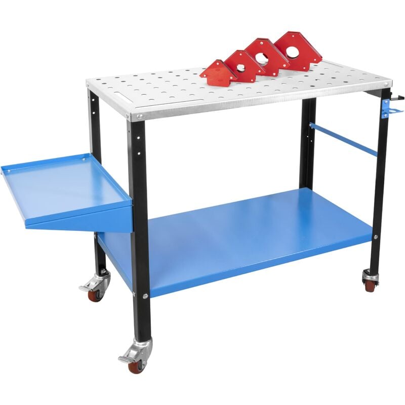 foto del prodotto g de 20105 tavolo per saldatura portatile mst 915 plus, con occhielli per saldatura, set di 4 magneti per saldatura, portata 300 kg, colore blu