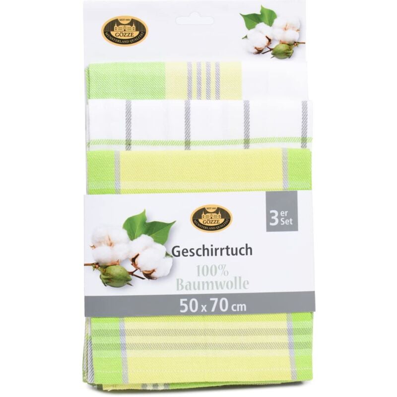 foto del prodotto g zze set di strofinacci, 3 pezzi, 100 cotone, materiale molto spesso 260 g m , 100 cotone, 50 x 70 cm verde