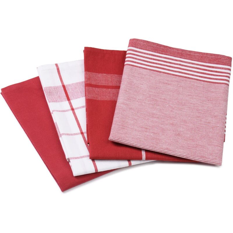 foto del prodotto g zze set di strofinacci, 4 pezzo, 100 cotone jacquard, materiale molto spesso 200 g m , 100 cotone, 50 x 70 cm rosso