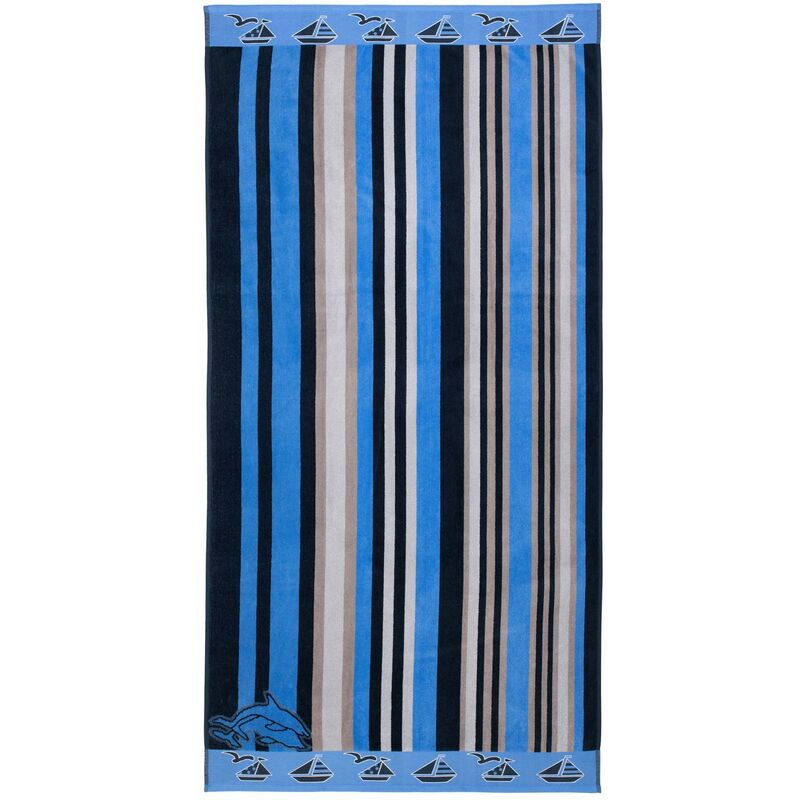 foto del prodotto g zze telo mare con motivo a righe, 100 cotone, 90 x 180 cm blu nero