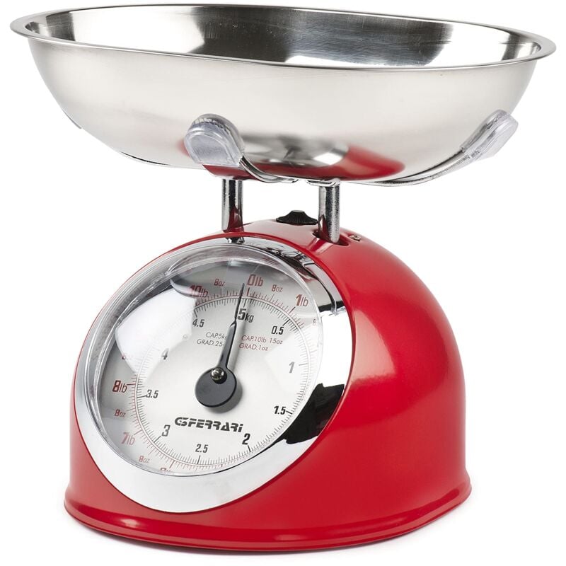 foto del prodotto g3 ferrari g20003 bilancia meccanica da cucina aska , 25 g 5 kg, metallo, rosso