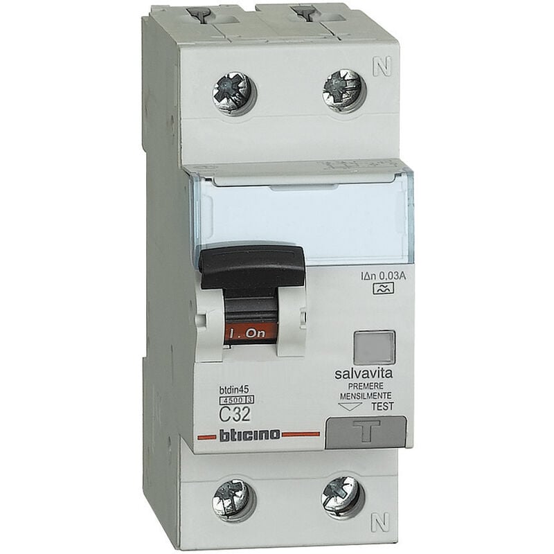 foto del prodotto ga8813ac6 interruttore magnetotermico differenziale salvavita tipo ac c6 1p n 4.5ka bticino