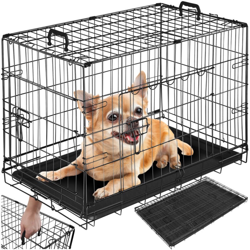 foto del prodotto gabbia a griglia per cani luna, pieghevole, con 2 porte gabbia a griglia, gabbia, trasportino per cani 78 x 48 x 52,5 cm