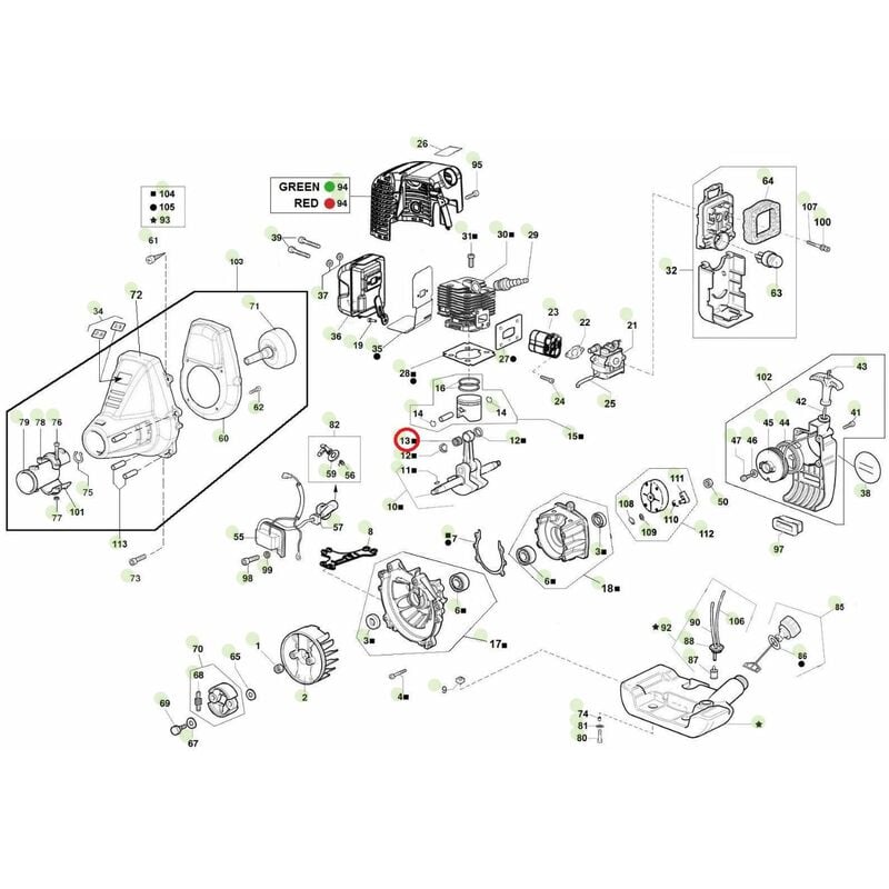 foto del prodotto gabbia a rulli pistone originale active decespugliatore freetime 2.5 022106