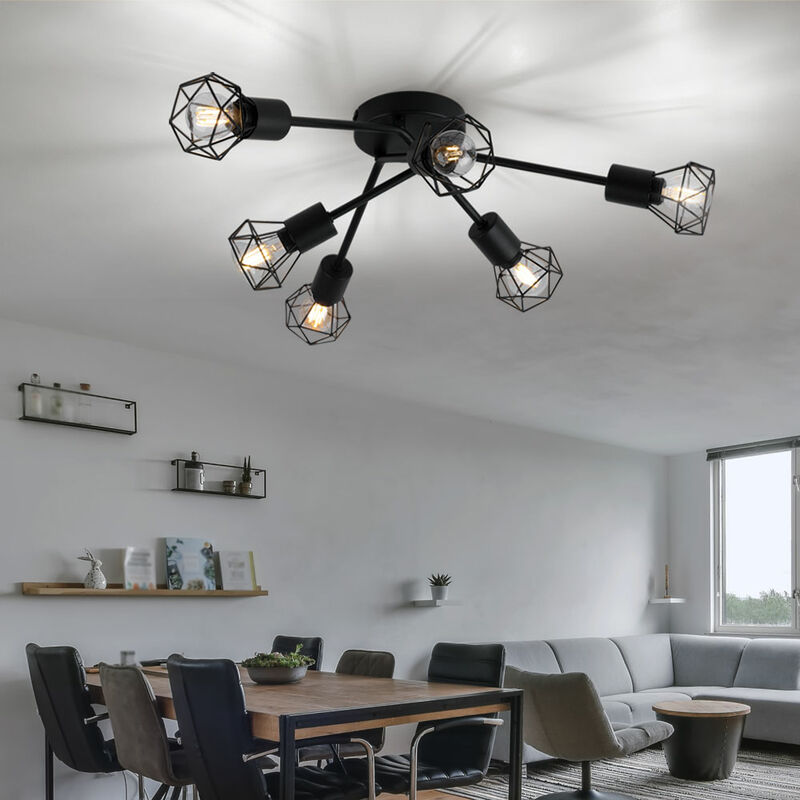 foto del prodotto gabbia a soffitto spot soggiorno sala da pranzo lampada retr nera in set incl. lampadina led