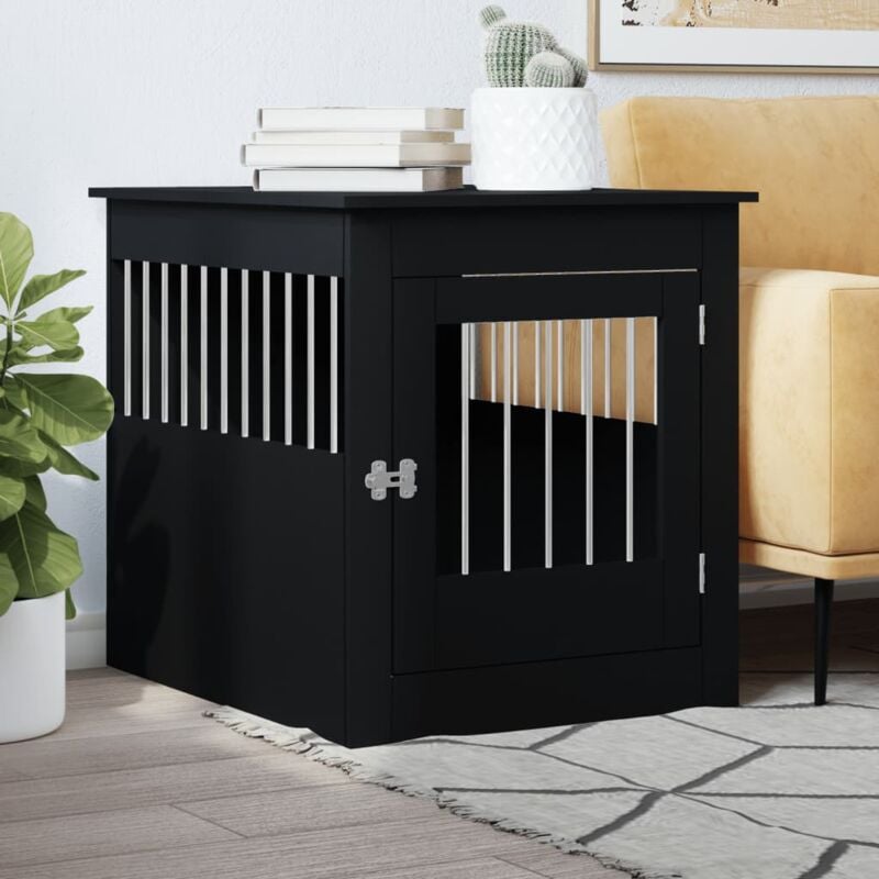 foto del prodotto gabbia cani arredamento nera 64,5x80x71cm legno multistrato vidaxl