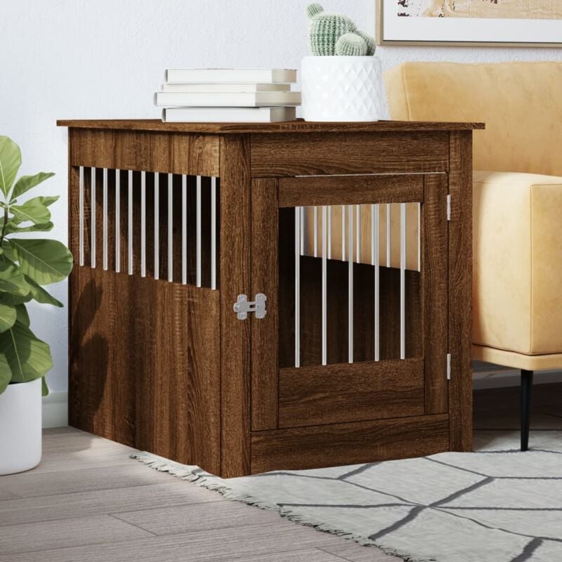 foto del prodotto gabbia cani arredamento rovere marrone 64,5x80x71cm multistrato vidaxl