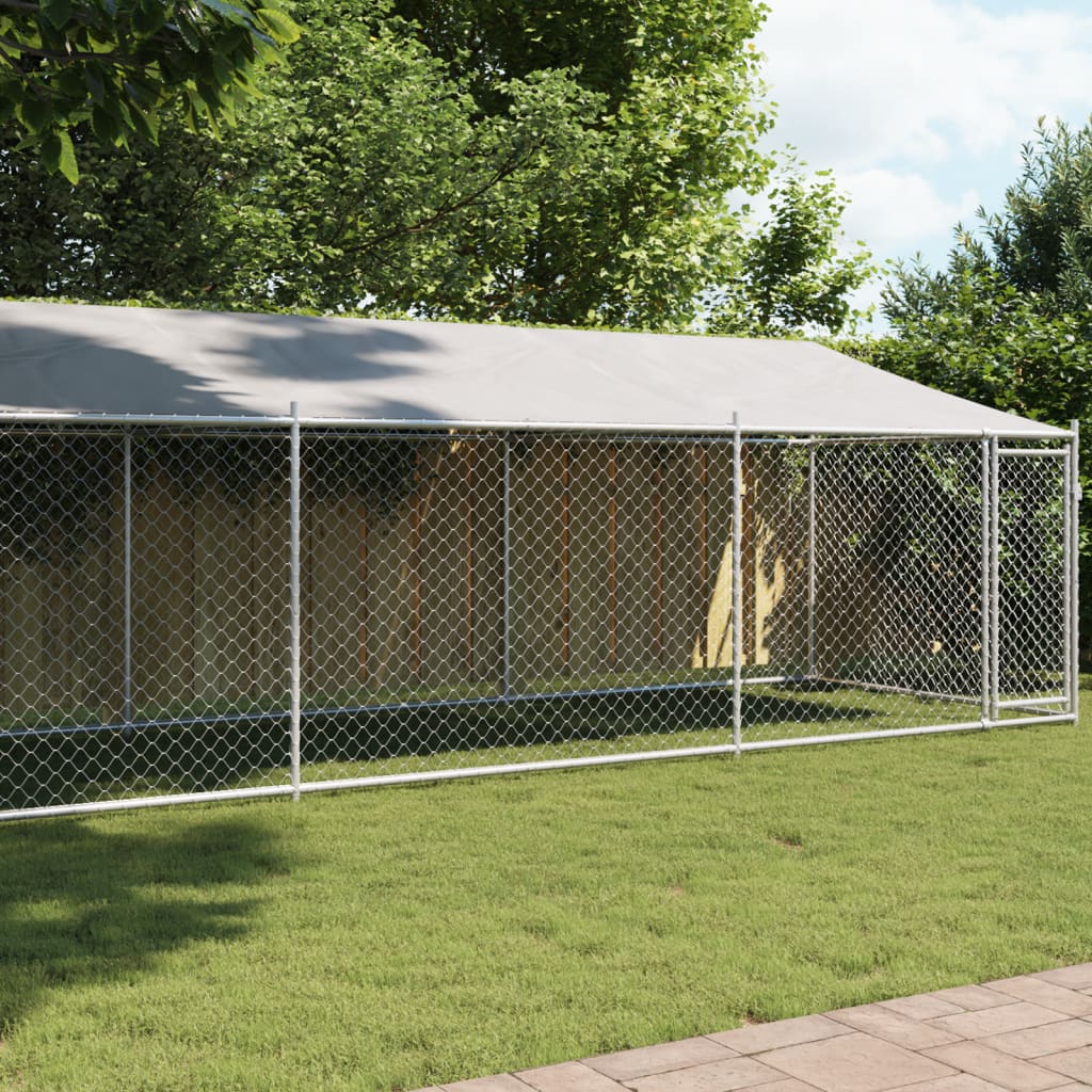 foto del prodotto gabbia cani con tetto e porta grigia 8x2x2 m in acciaio zincatocod mxl 134866