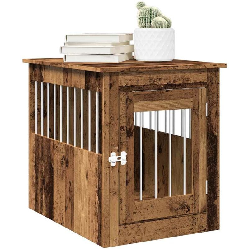 foto del prodotto gabbia cani da arredamento legno antico legno multistrato - vidaxl