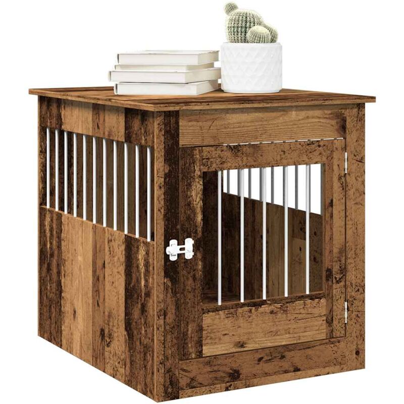 foto del prodotto gabbia cani da arredamento legno antico legno multistrato vidaxl